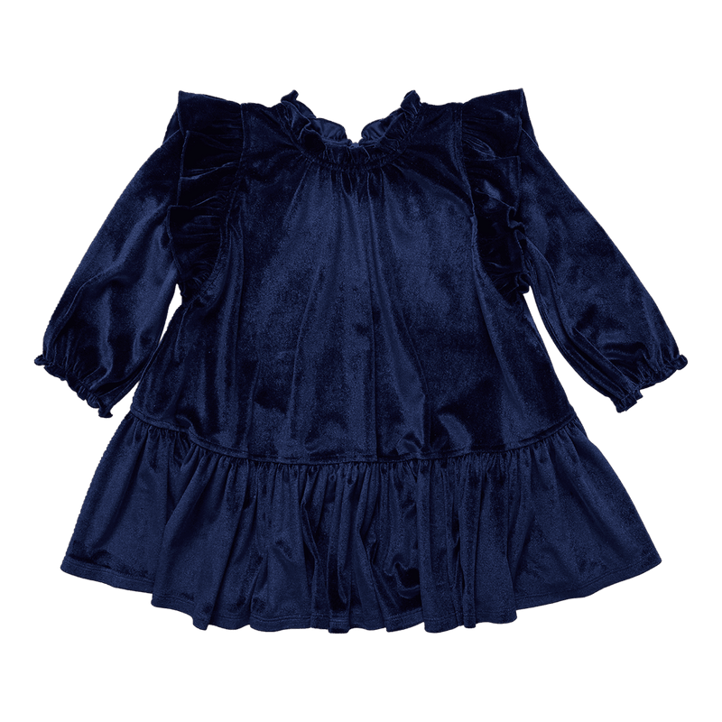 Pink Chicken Velour Harper Dress in Navy