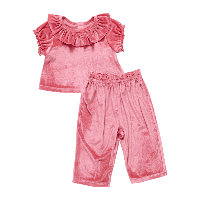 Pink Chicken Baby Mara Velour Set in Desert Rose