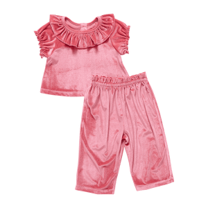 Pink Chicken Baby Mara Velour Set in Desert Rose