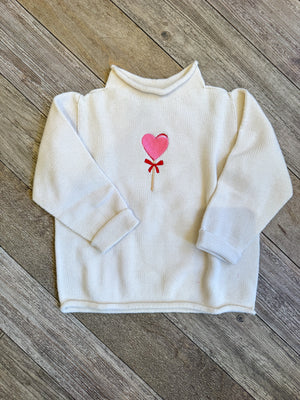 A Soft Idea Roll Neck Sweater in Heart Lollipop