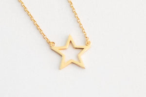 Jack and Jewelz Yellow Gold Open Star Pendant