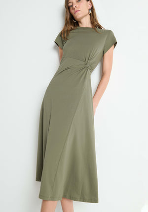 Nation Frida Twist Midi Dress in Olive
