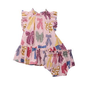 Pink Chicken Harper Dress Set in Patterned Bows