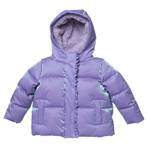 Pink Chicken Ruffle Pete Puffer in Lavender