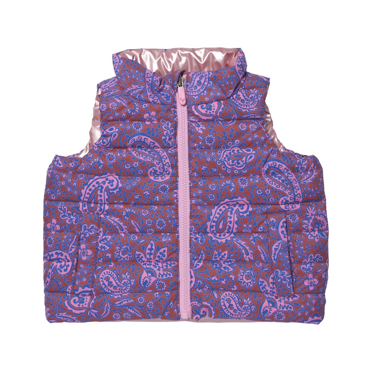 Pink Chicken Reversible Riley Vest in Purple Paisley Vines
