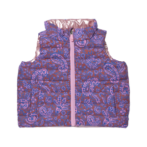 Pink Chicken Reversible Riley Vest in Purple Paisley Vines