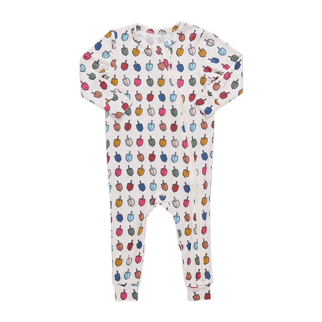 Pink Chicken Bamboo Romper in Multi Dreidels