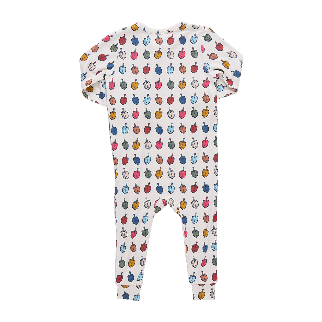 Pink Chicken Bamboo Romper in Multi Dreidels