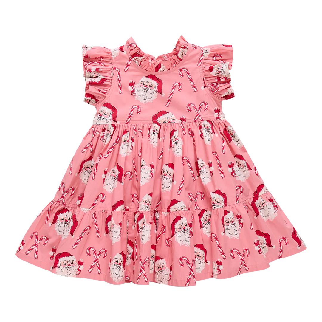 Pink Chicken Jennifer Dress in Pink Candy Cane Santa 6Y Pink Chicken Jennifer Dress in Pink Candy Cane Santa 6Y