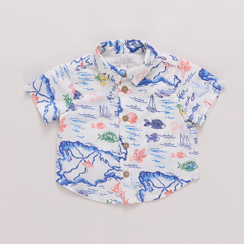 Pink Chicken Boys Jack Shirt in Island Map