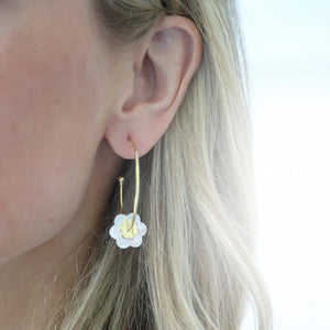 Asha by Ashley McCormick Stacked Flower Hoop Earring in Mother of Pearl