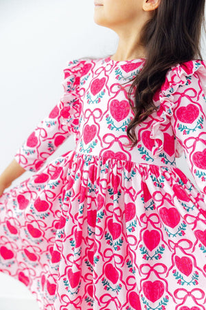 Mila & Rose Ruffle Twirl Dress in Fluttering Hearts