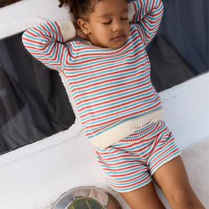 Minnow Sweater Knit Short in Marina Stripe