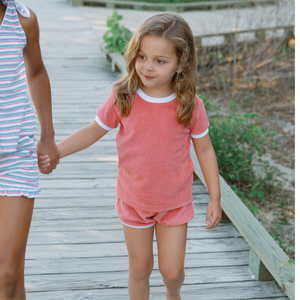 Minnow French Terry Ringer Top and Short Set in Red