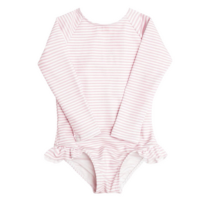 Minnow One-Piece Rash Guard in Pink Stripe