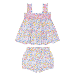 Minnow Smocked Top And Bloomer Set in  Jasmine Blossom