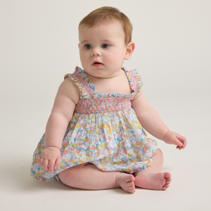 Minnow Smocked Top And Bloomer Set in  Jasmine Blossom