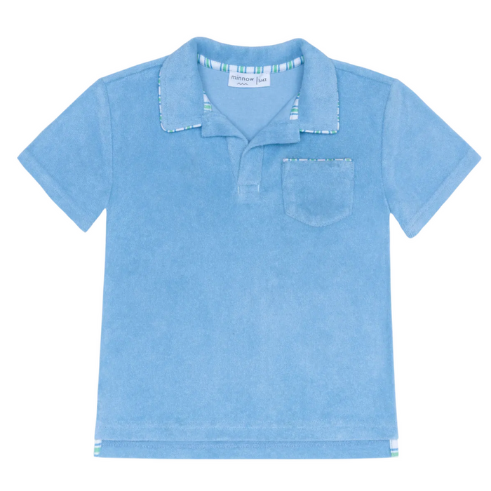 Minnow French Terry Polo in Marin Blue