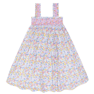 Minnow Smocked Ruffle Strap Dress in Jasmine Blossom
