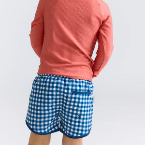Minnow Boys Navy Picnic Gingham Boardie
