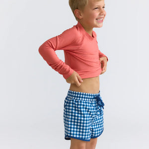 Minnow Boys Navy Picnic Gingham Boardie