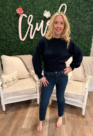 Colorush Prague Luxe Balloon Sweater in Navy