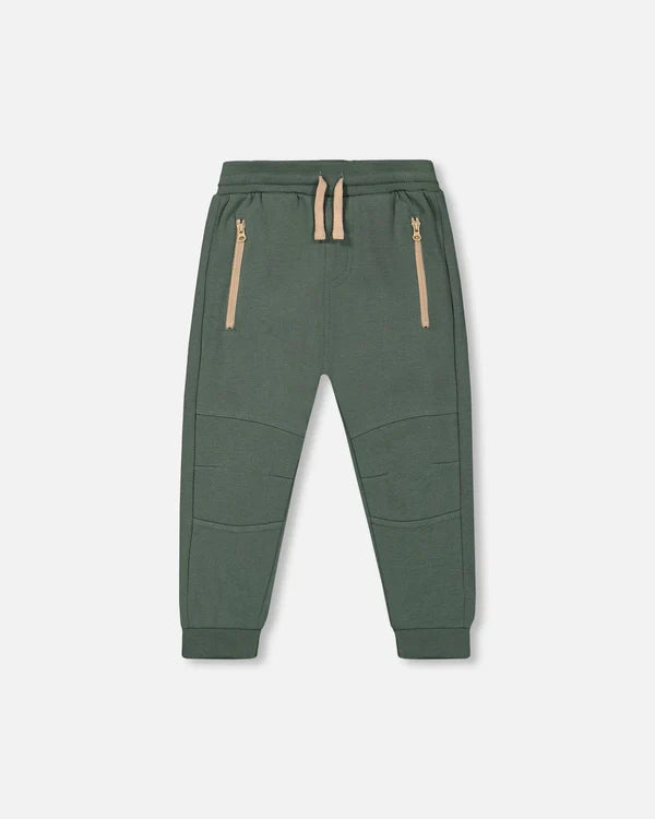 Deux Par Deux Fleece Jogger in Dark Forest Green