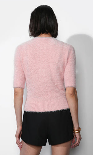 Greylin Odette Fuzzy Elbow Sleeve Top in Pink Lemonade