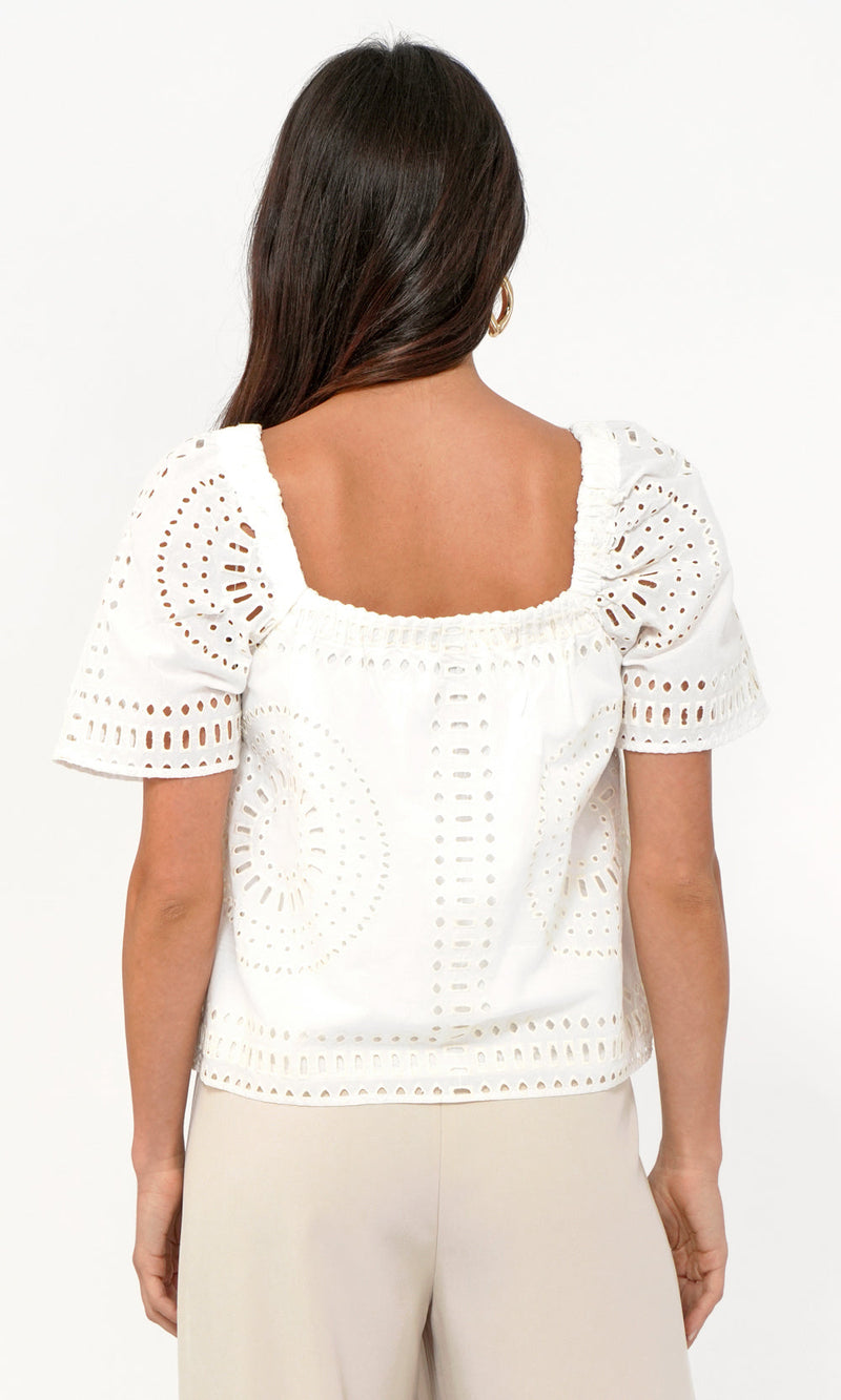 Greylin Sammy Eyelet Square Neck Top in White