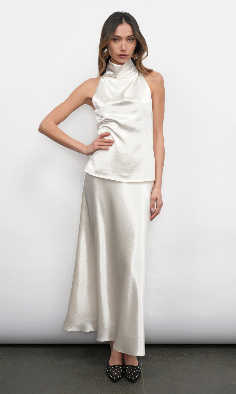 Greylin Paige Midi Slip Skirt in Pearl