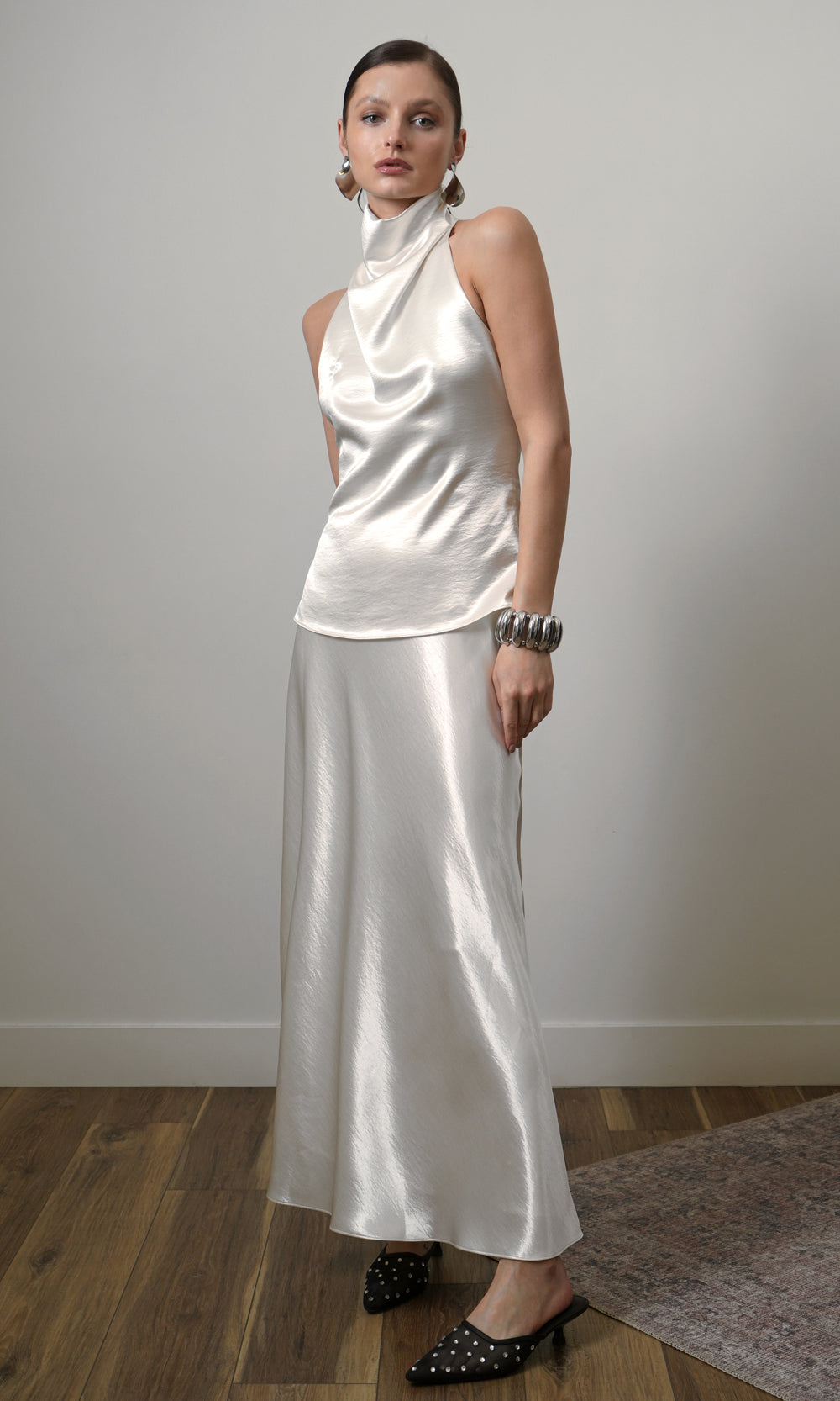 Greylin Paige Midi Slip Skirt in Pearl