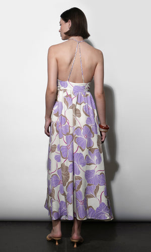 Greylin Ayla Braided Halter Strap Maxi Dress in Cream/Lilac