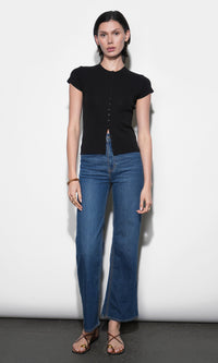 Vera Crew Neck Button Detailed Knit Top