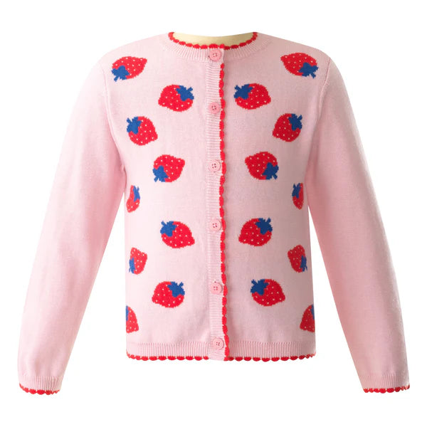 Rachel Riley Intarsia Cardigan in Strawberry