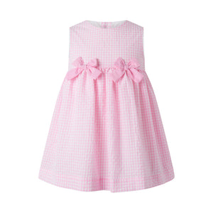 Rachel Riley Bow Dress in Pink Check