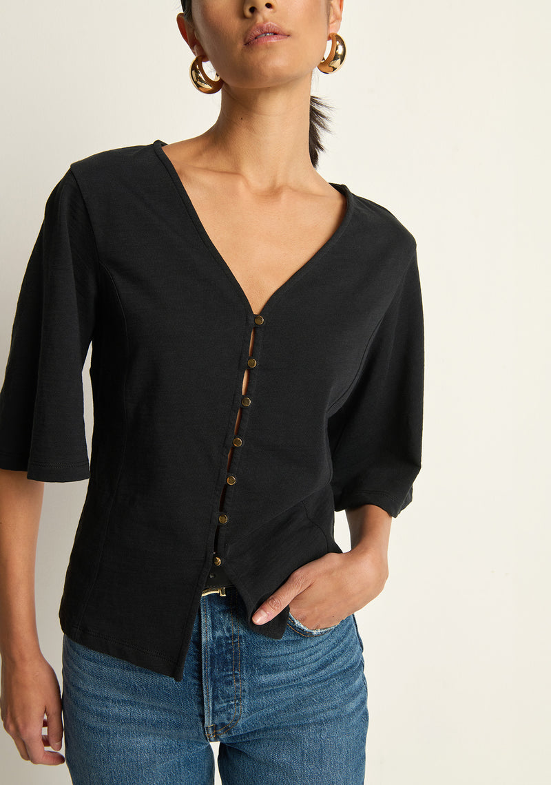 Nation Gisela Half Sleeve Top in Jet Black