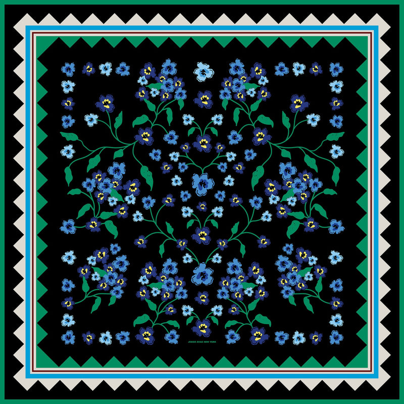 Jessie Zhao New York 25" Double Sided Silk Scarf Garden Nocturne