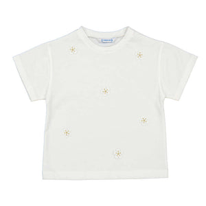 Mayoral White Tee with Flowers