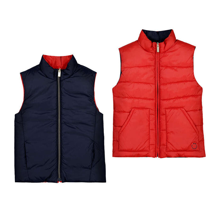 Mayoral Reversible Vest in Tomato/Navy