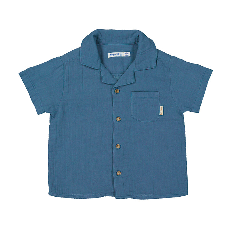 Mayoral Short Sleeve Linen Shirt in Blue