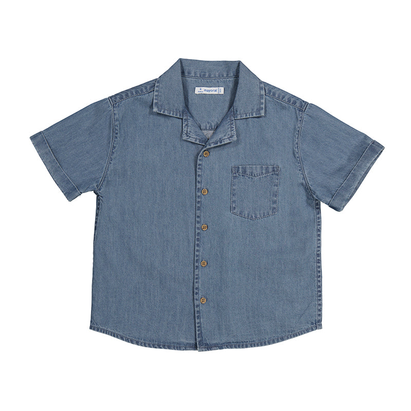 Mayoral Short Sleeve Button Down Denim Shirt