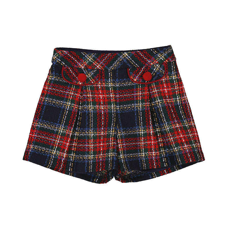 Mayoral Plaid Short in Navy/Cherry
