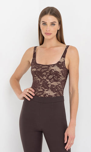 Generation Love Gigi Lace Bodysuit in Brown/Beige