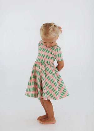 Good Apples Twirl Dress in Pink Tulips