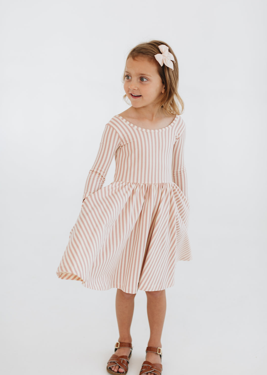 Good Apples Twirl Dress in Blush Stripes