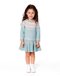 Deux Par Deux Knit Jacquard Dress in Jadeite