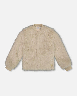 Deux Par Deux Faux Fur Coat in Beige