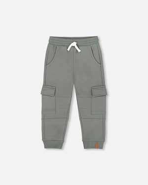 Deux Par Deux Fleece Cargo Sweatpant in Balsam Green