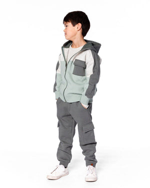 Deux Par Deux Fleece Cargo Sweatpant in Balsam Green