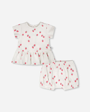 Deux Par Deux Short Set in Strawberries